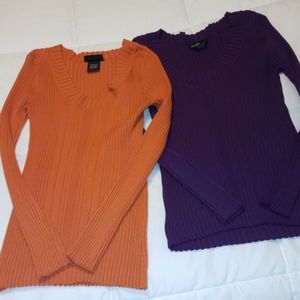 (1) Orange and (1) Purple Long Sleeve Shirts